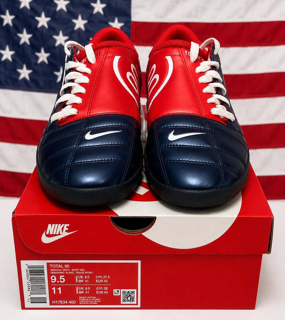 Nike Total 90 III Men's Soccer Trainers - Midnight Navy/White-Sport Red Size 9.5